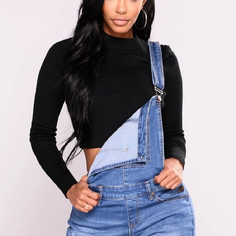 

Pantalon Femme 2020 Peto Vaquero Mujer New Slim Fit Pocket Jeans Femme Blue Peto Mujer Ripped Broek Dames Bib Jeans Womnen