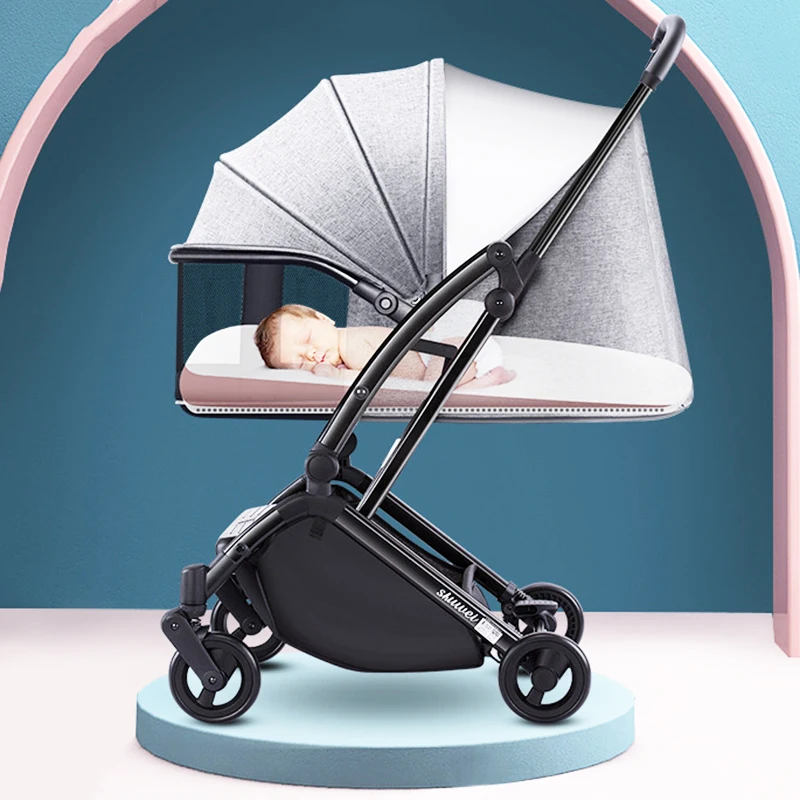Luxury High View Baby Stroller Ultra-lightweight Folding, Sitting and Lying Dual-use Portable Baby Stroller Umbrella Car