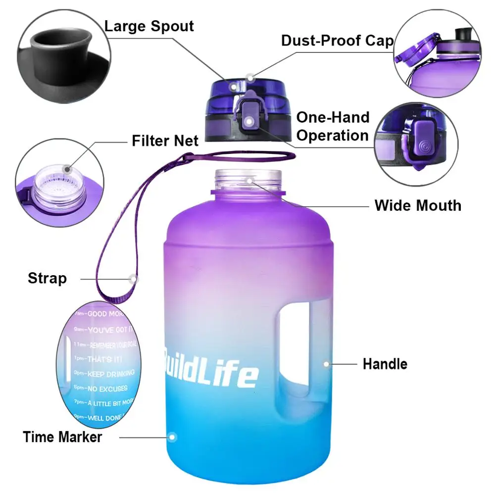 

128oz 73oz 43oz Sport Big Gallon Water Bottle With Filter Net Fruit Infuse BPA Free My Drink Bottles Jug Gourd Gym Hiking