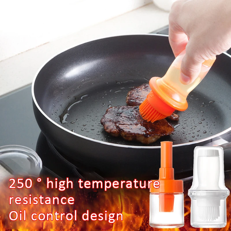 

1PC Kitchen Portable Brush Silicone Oil Bottle with Brush Liquid Oil Basting Brush BBQ Baking Tools Kitchen Cooking Accessories