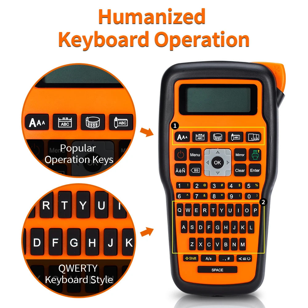 Принтер E1000 PRO для печати этикеток совместимый с P-Touch ярлыком лентой QWERTY