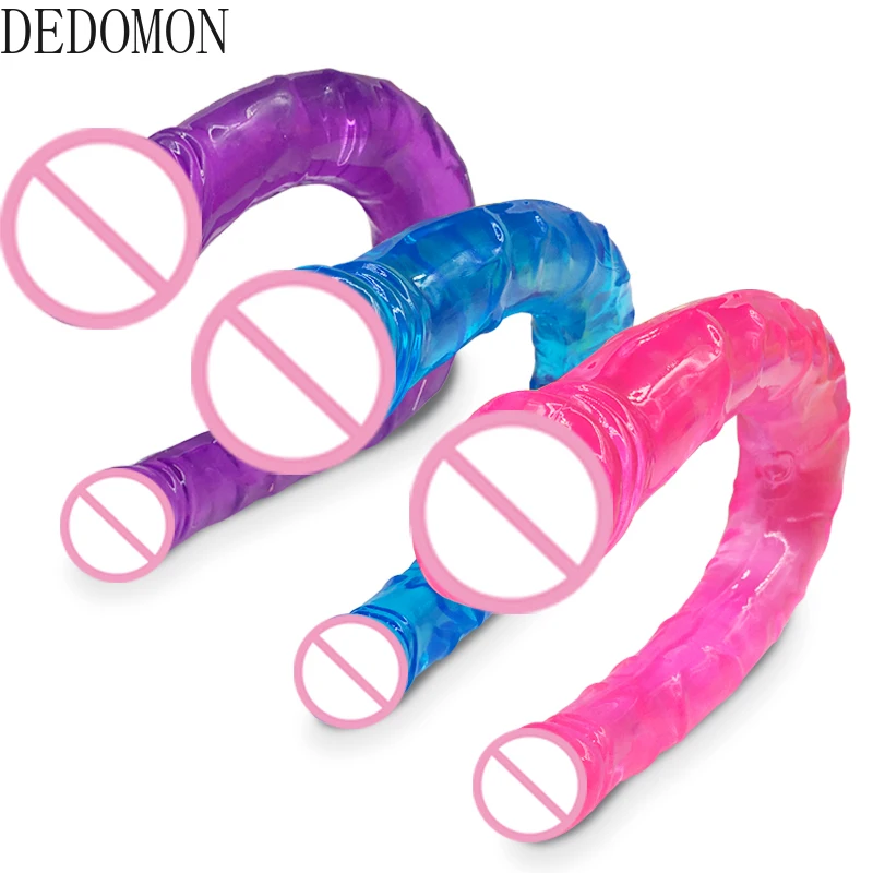 Двойной фаллоимитатор u-образная Гибкая мягкая Желейная Вагина и анальный секс