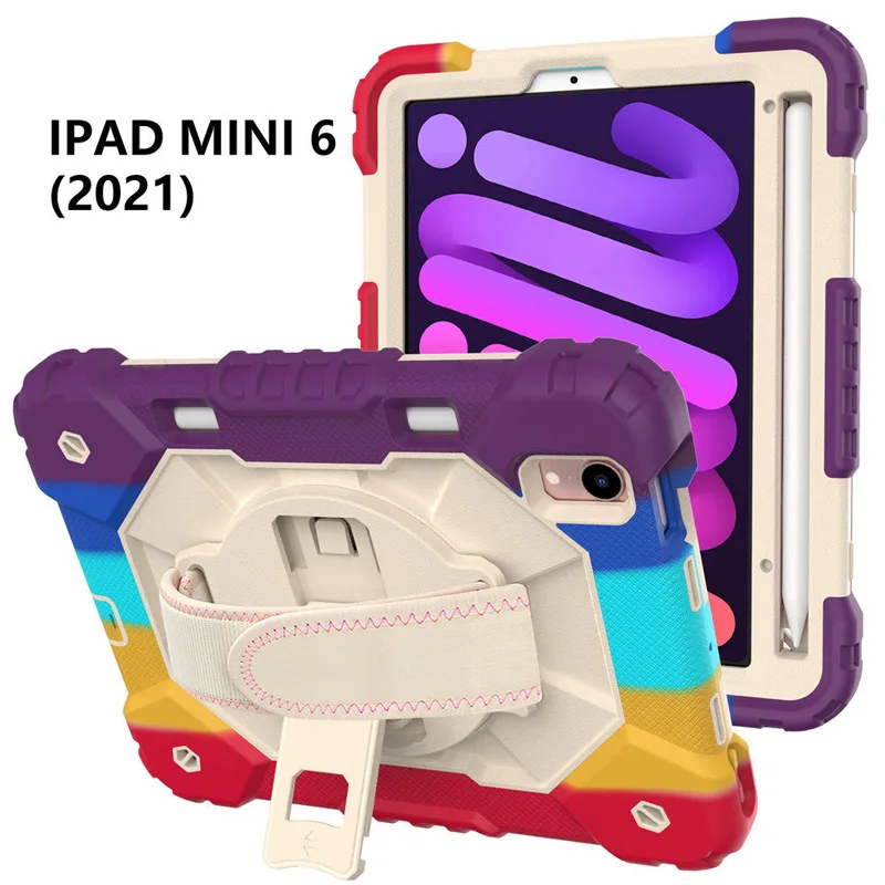 

360 Rotation Hand Strap Kids Safe Shockproof Heavy Duty Case For Apple iPad mini 6 8.3 2021 mini6 6th Protective Stand Cover