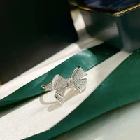 female temperament fashion zircon bow ring original brand high quality jewelry logo exquisite gift