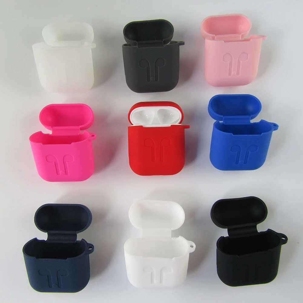 Твердый Цветной силиконовый чехол-футляр с защитой от потери наушников для Airpods |