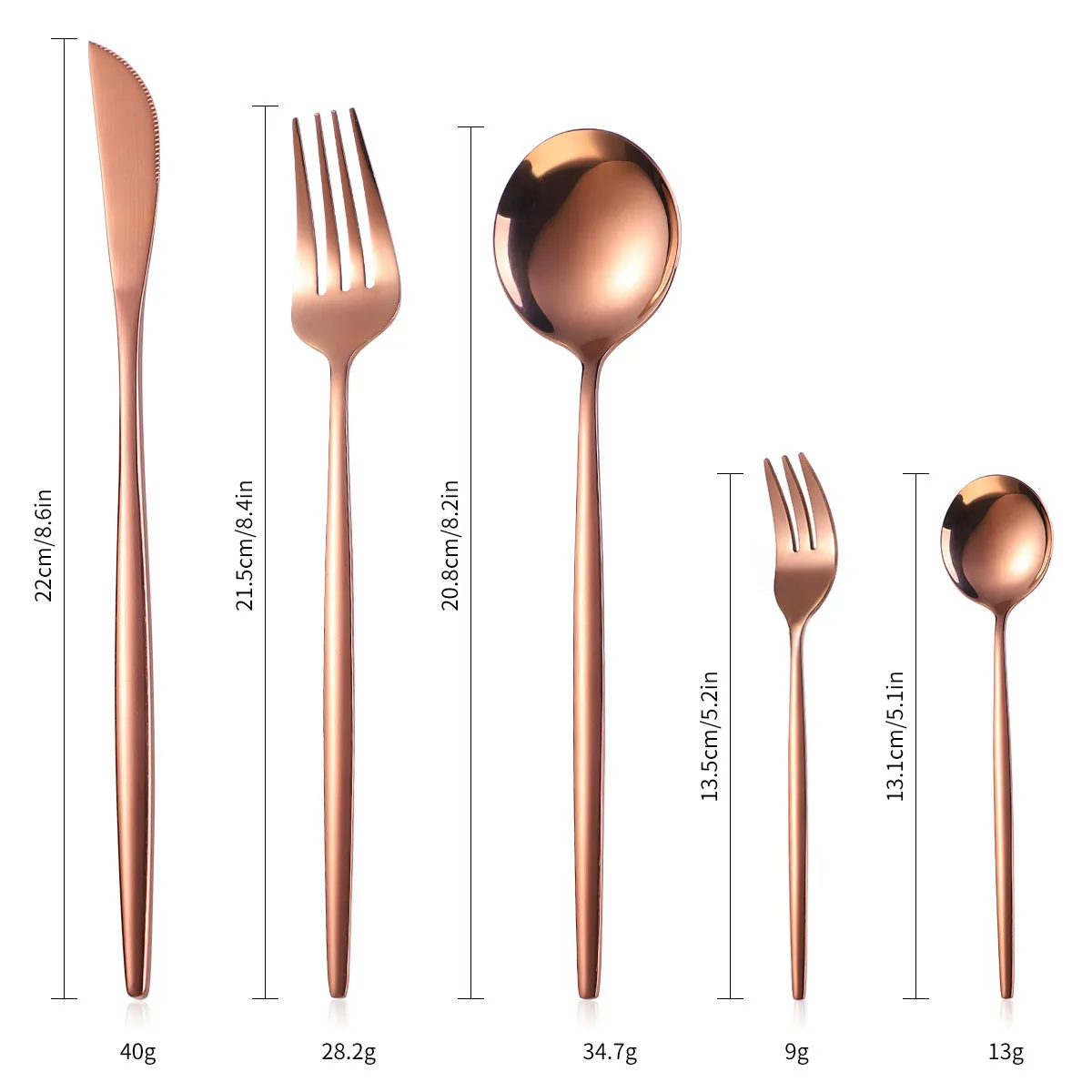 5-piece stainless steel cutlery 5-piece Portuguese cutlery set Golden creative Western steak cutlery