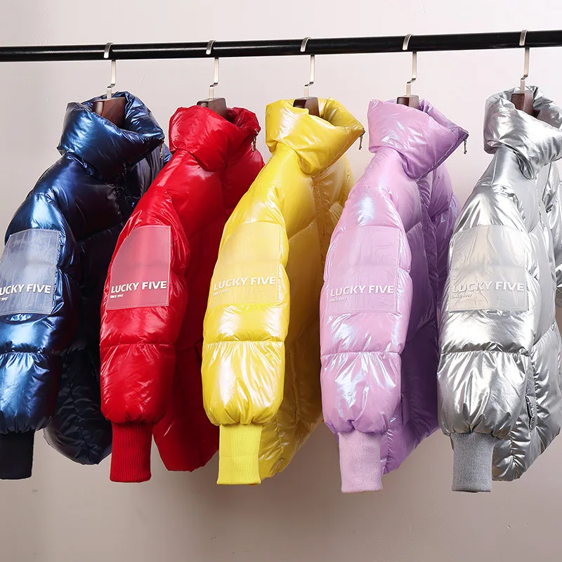 

Children's fashion new kids down jacket solid color Stand-up collar glossy coat boy girl white duck down children's clothes