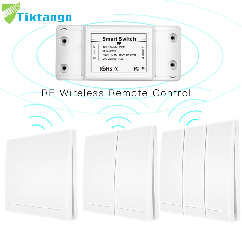 Беспроводной смарт-переключатель Tiktango 433 МГц Радиочастотный пульт