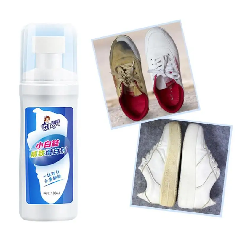 100ml White Shoes Cleaner Whiten Refreshed Polish Cleaning Tool Shoe Brushes Leather Casual Sneakers Cleaner