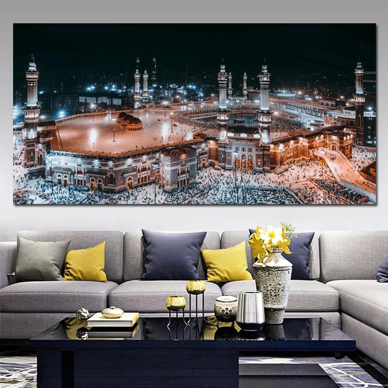 Мусульманский священный пейзаж Mecca Картина на холсте с HD принтом религиозная