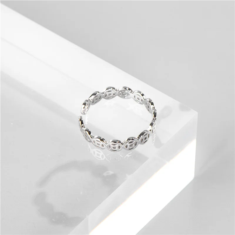 

925 sterling silver rings for women black cubic zirconia ring, fashion opening 925 silver rings finger femme jewelry coin