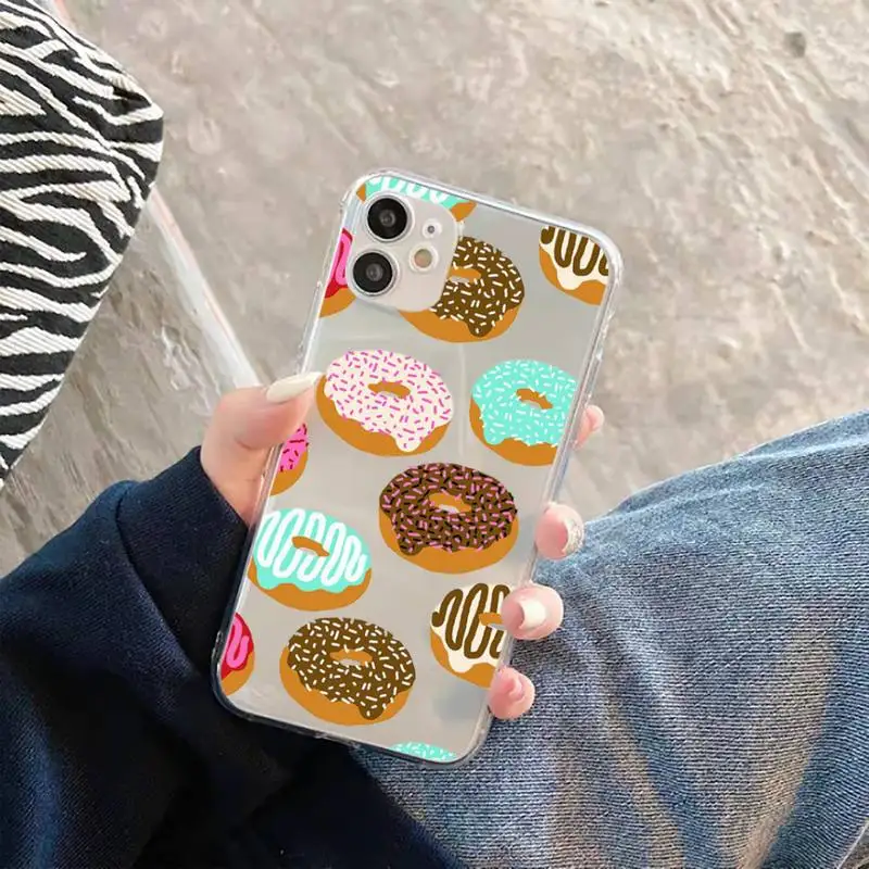 

girly cute donut cake Phone Case Transparent for iPhone 11 12 mini pro XS MAX 6 6S 8 7 Plus X 5S SE 2020 XR