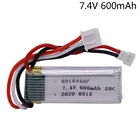 Аккумулятор Lipo 7,4 в 600 мАч для WLtoys F959 XK DHC-2 A600 A700 A800 A430 2.22Wh, детали для РУ дрона, батарея 7,4 В для WLtoys F959