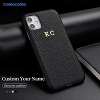 personalization custom pebble grain leather gold silver initial name for iphone 12 13 pro x xr xs max 7plus 8 8plus phone case