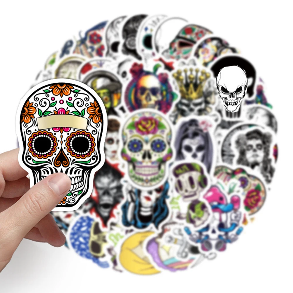 103050pcs horror gothic rock skull sticker skateboard laptop motorcycle phone bike luggage cool graffiti sticker decal kid toy free global shipping