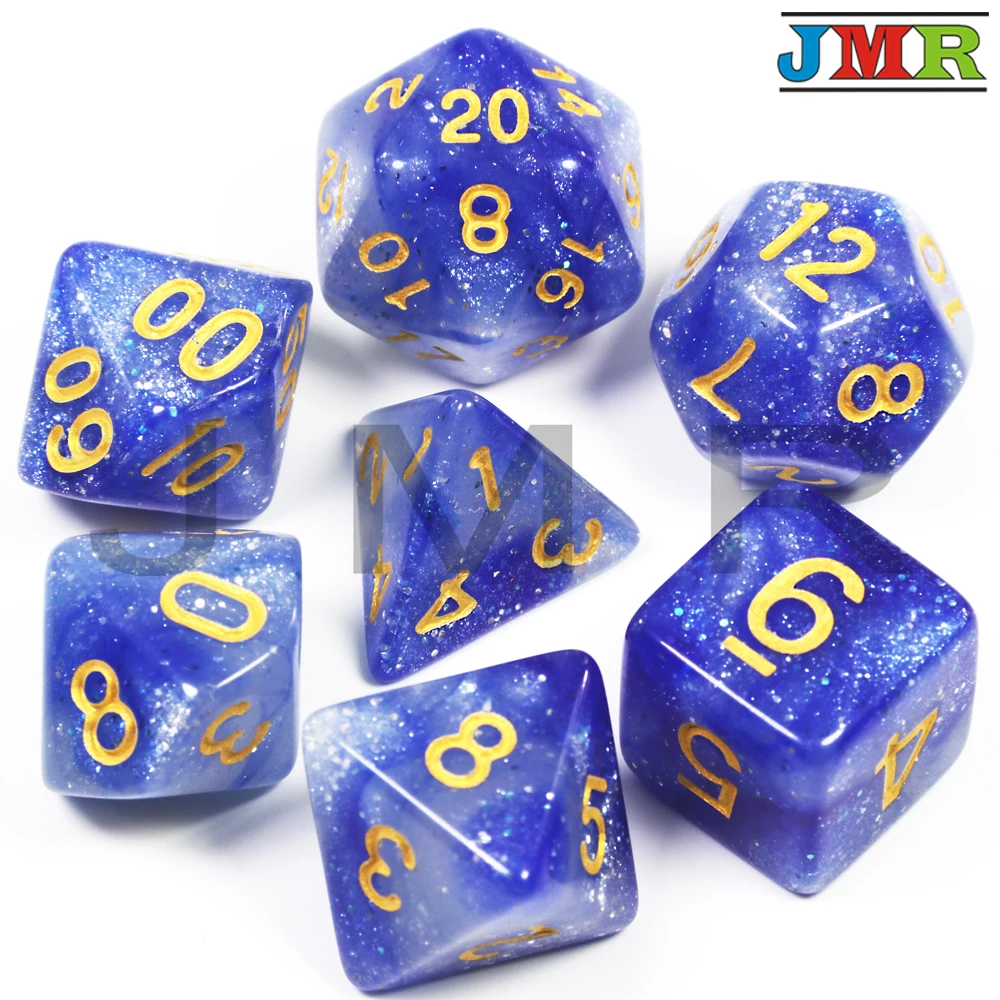 Blue Топ Класс 6 Цвет Творческий Вселенная Игральный Кубы с рисунками галактики набор D4-D20 с таинственным Королевский блеск порошок для DND RPG - Цвет: Blue