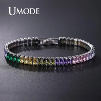 umode gold rainbow bar bracelet crystal girls adjustable chain tennis bracelet rainbow jewelry zircon charm bracelet ub0181h
