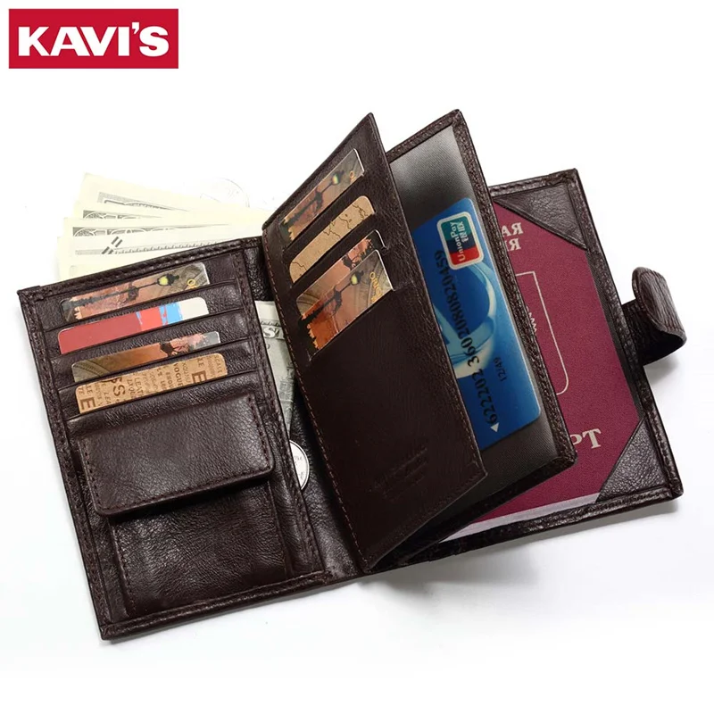 Кошелек KAVIS из натуральной кожи для мужчин, держатель для паспорта, кошелек для монет, портфель Magic Walet, мужской кошелек, мини кошелек, Обложка для паспорта