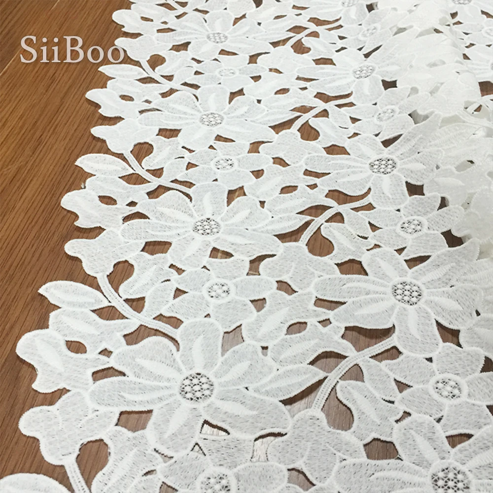 Элегантная кружевная ткань с вышивкой в виде листьев лотоса для платья юбки