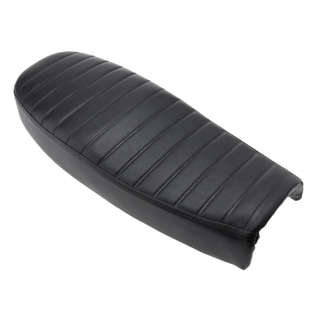 Motorcycle Flat Vintage Seat &amp Soft PU Leather Black Universal |