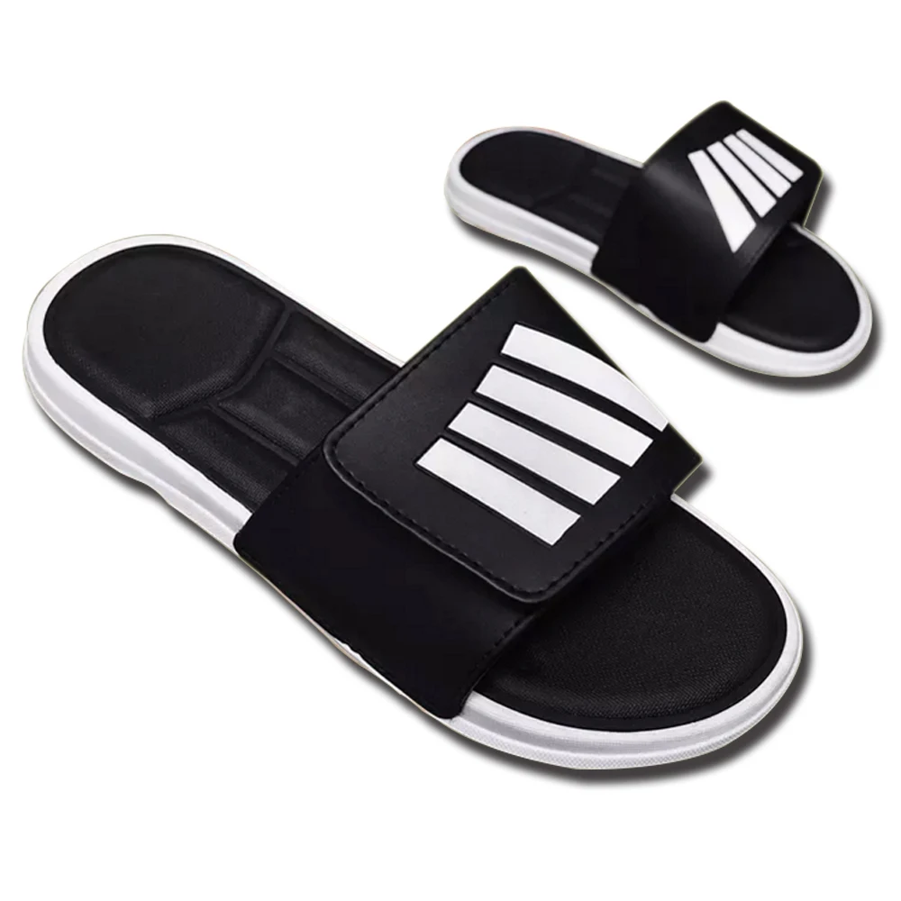 

Шлепанцы на липучке для мужчин и женщин, большие размеры, толстая подошва, флип-шлепанцы, цвет черный/белый