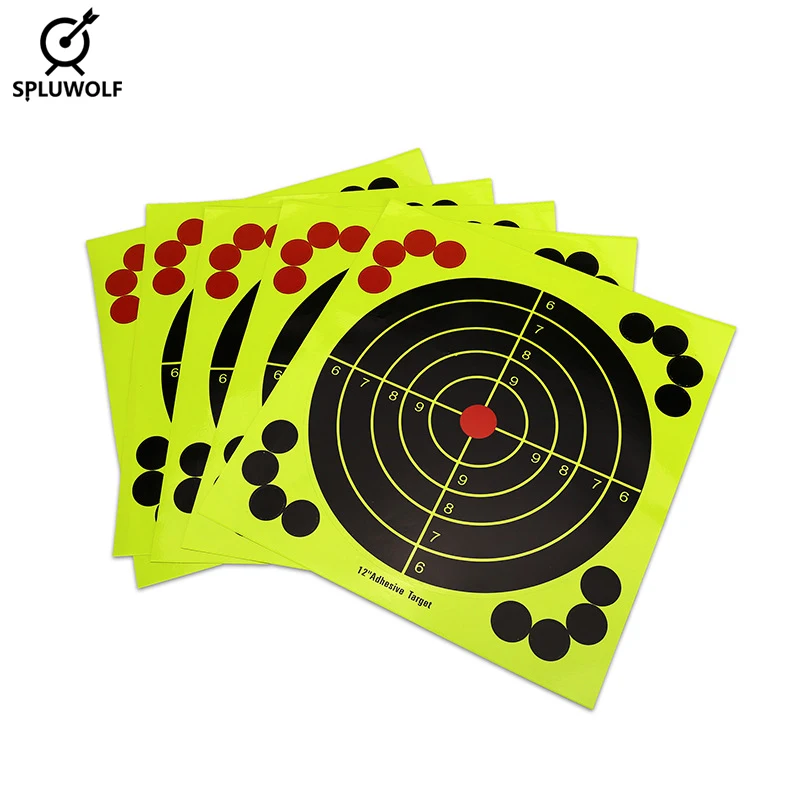 

5PCS 12 Inch Hunting Rifle Pistol Archery Training Aim Paper Adhesive Targets Stickers