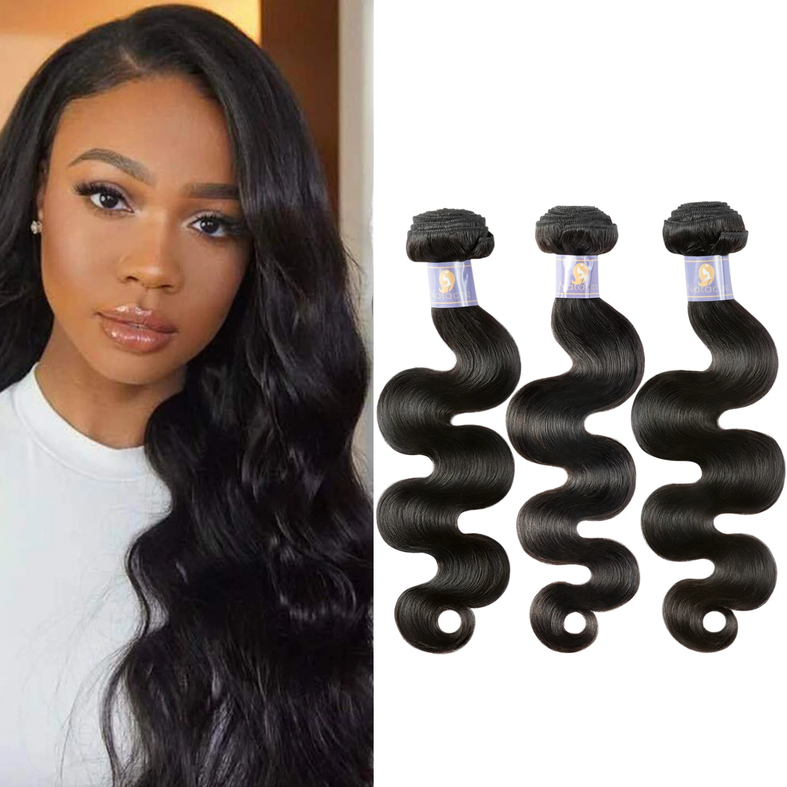 

Natacee Sew In Virgin Hair Extensions Body Wave Unprocessed Raw Human Weft Hair Bundles Weave Soft Salon Quality for Women