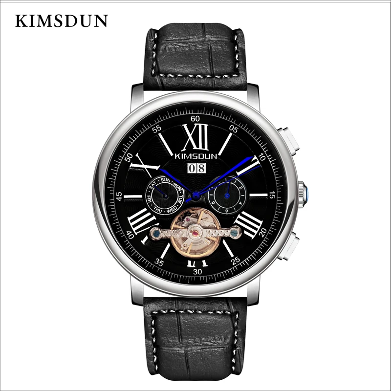 Новые Брендовые мужские часы KIMSDUN автоматические механические Tourbillon спортивные