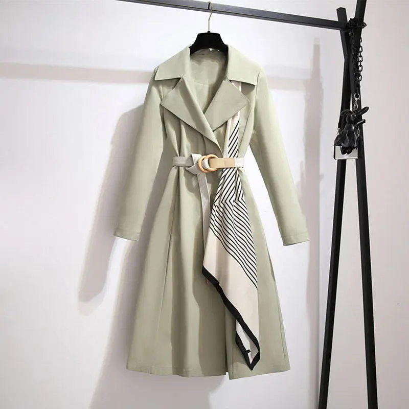 

2020 Chic Office Coat Ladies Outtrenchcoat Long Belt Vintage Casual Women's Ccothing Autumn Spring Clothing Large Size Quality