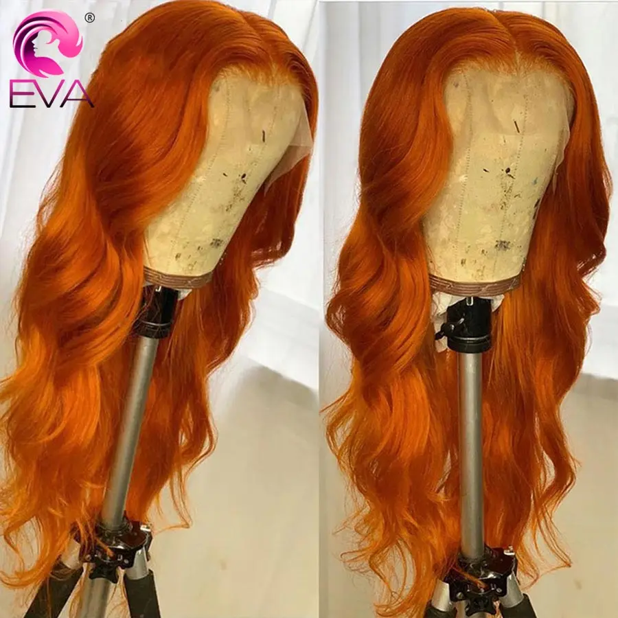 

Парик фронта шнурка оранжевого имбиря объемная волна парики бразильских окрашенных натуральных волос для женщин бесклеевой HD прозрачный ф...