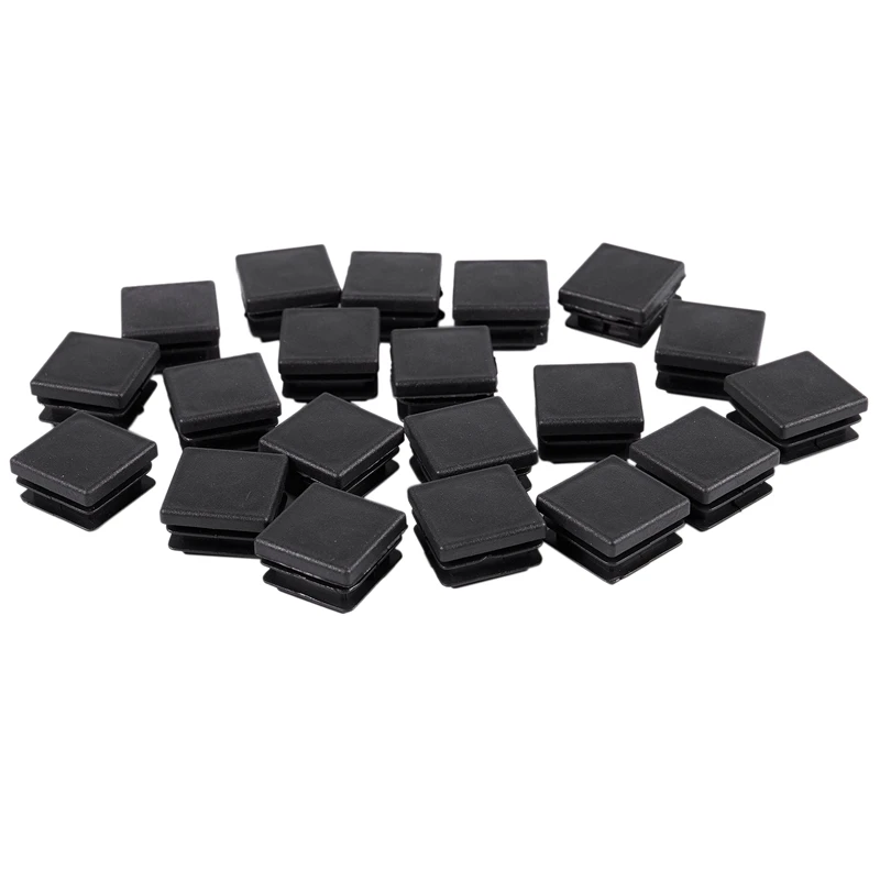 

20 Pcs Plastic Square Blanking End Caps Tube Inserts 25mm x 25mm