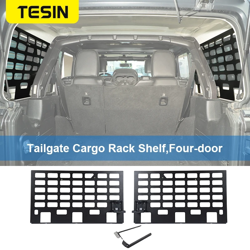 

TESIN Iron Car Trunk Shelf Storage Bracket Luggage Racks Shelf Accessories For Jeep Wrangler JL 2018 2019 2020 2021 Rear Racks