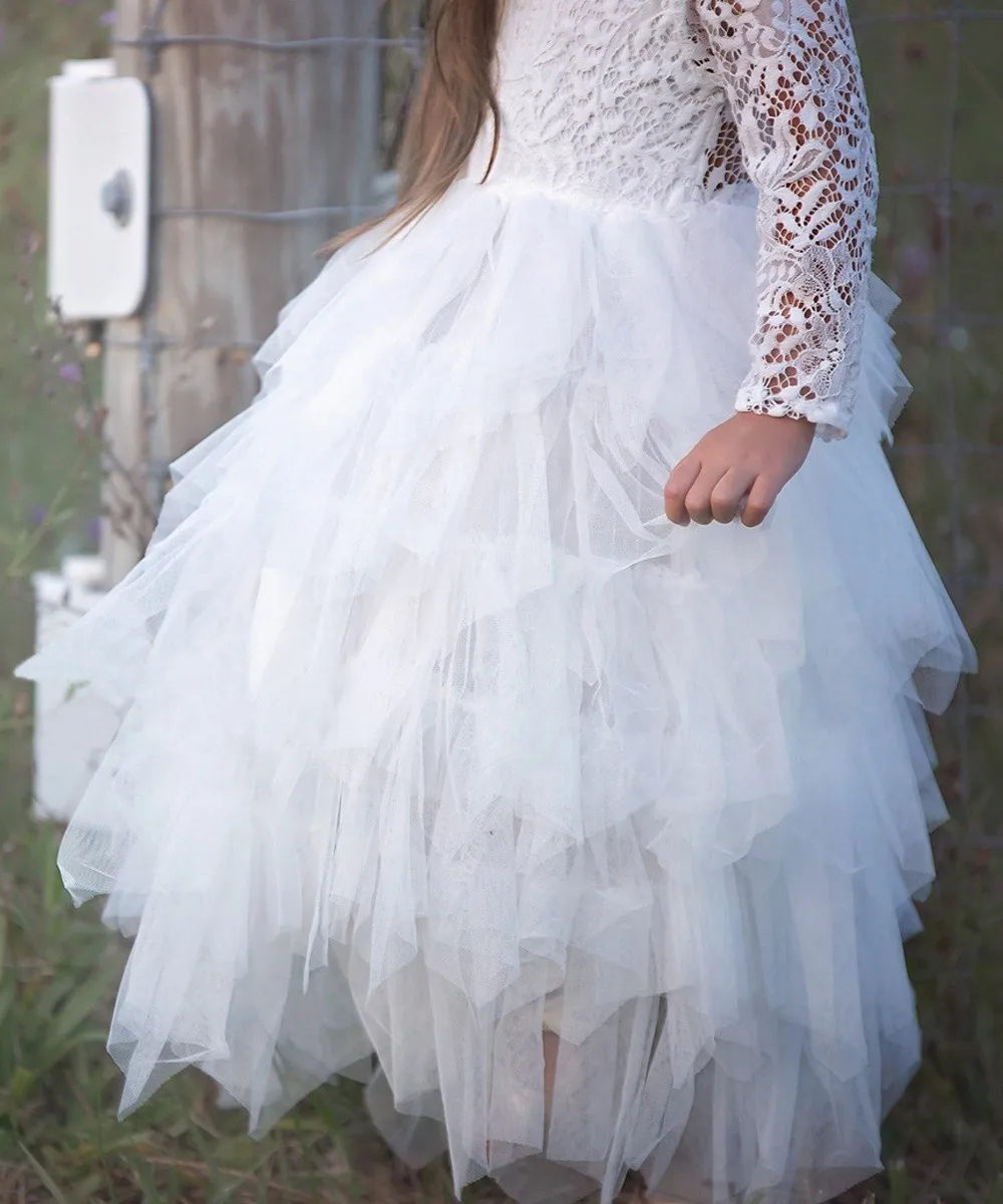 Babyonlinedress Настоящее Фото Трапециевидное Кружевное Платье С Длинными Рукавами И