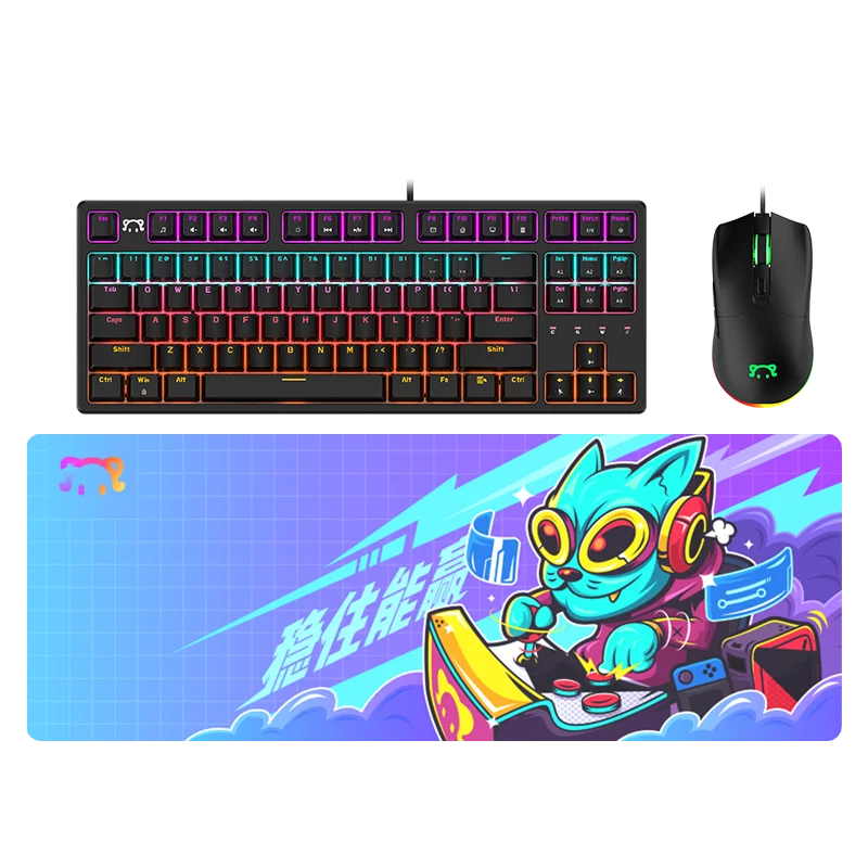 

Ajazz DAIDAI STK130 Mechanical Keyboard and Mouse Combination Extra-Long Mouse Pad Wired Gaming Set for Gamers