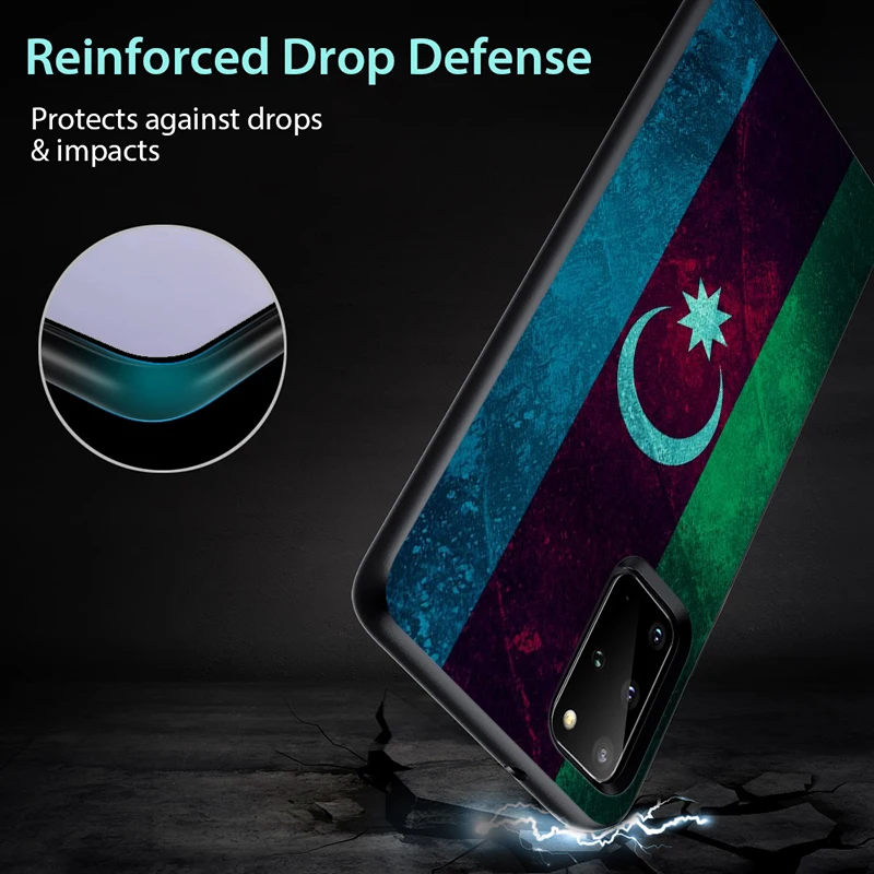 

Azerbaijan flag for Samsung Galaxy S21 S20 FE Ultra S10 S10e S9 S8 S7 S6 Plus Lite Edge Black Phone Case
