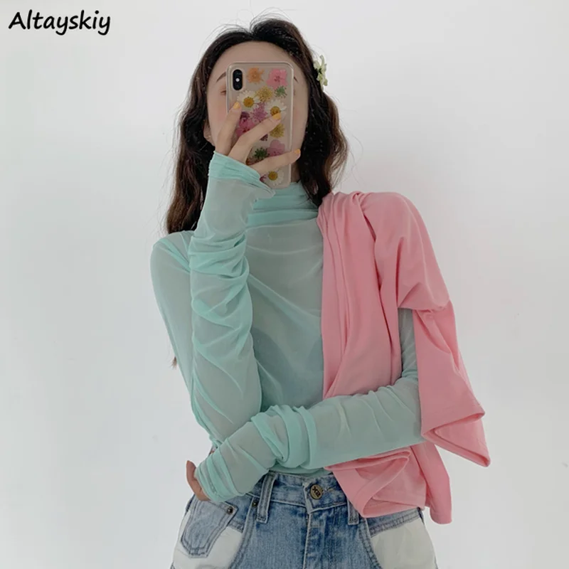 Женские популярные летние солнцезащитные Базовые Футболки с длинным рукавом