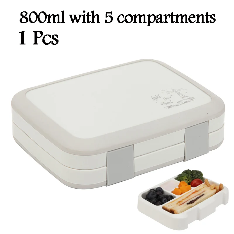 2 или 1 Bento Box для детей герметичный Ланч-бокс Microwavable контейнеры для еды большой ящик для хранения с отсеками - Цвет: 1 pcs KT178