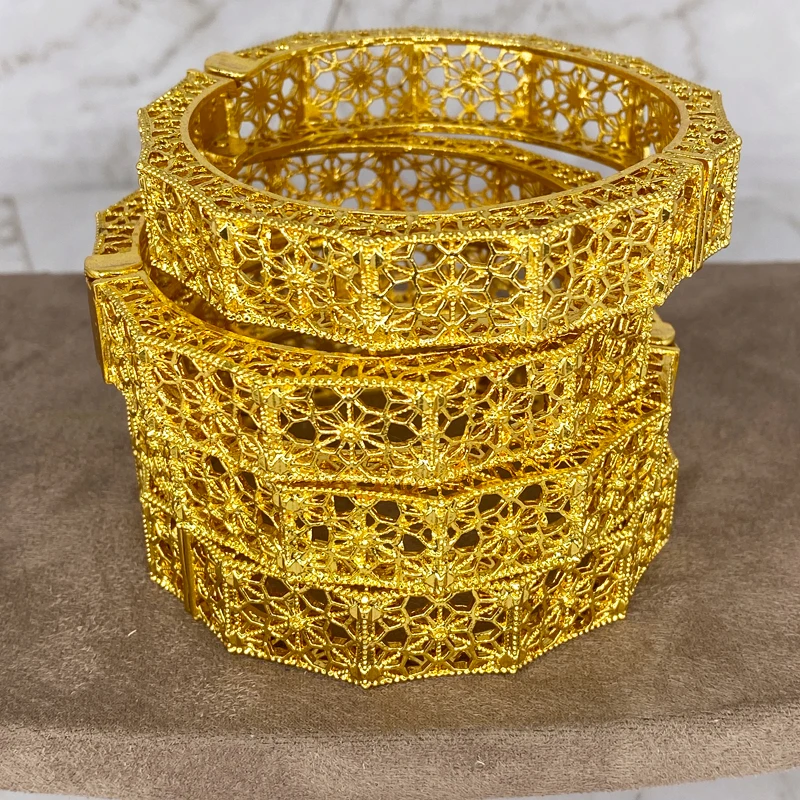 

4 Pcs Women's Dubai Bracelet Gold Bracelet Middle East Ethiopia Saudi Arabia Bracelet Wedding Jewelry African Gift