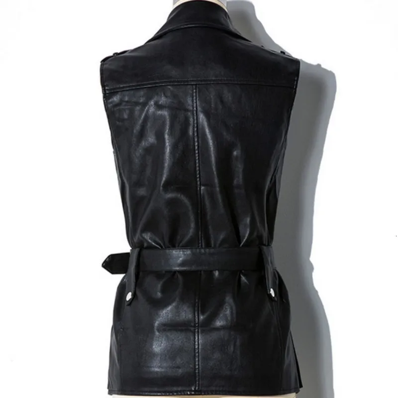 Высококачественная Черная Европейская панк кожаная куртка для женщин с поясом