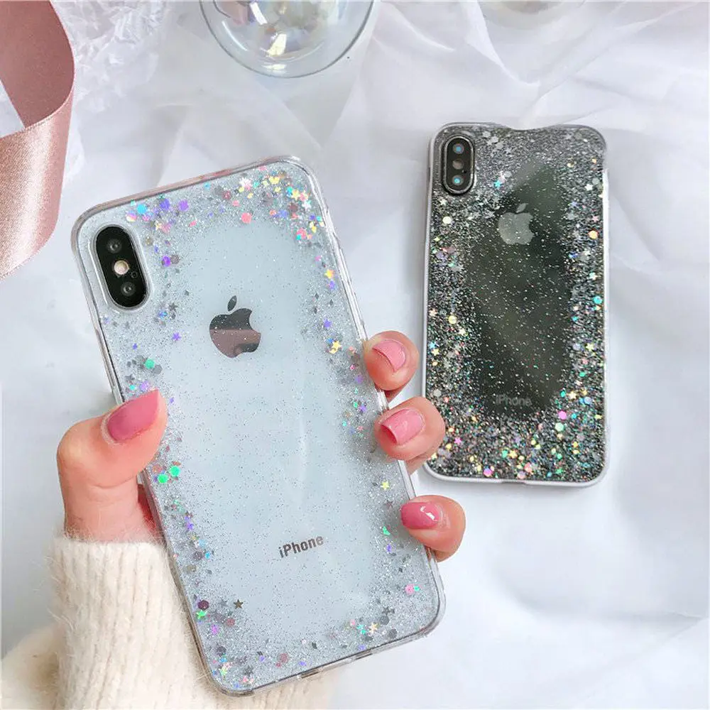 L-FADNUT Transparent Glitter Phone Case For HUAWEI Mate 20 Nova4e Stylish Clear Slim Bumper P20 30 Lite Pro TPU Cover |