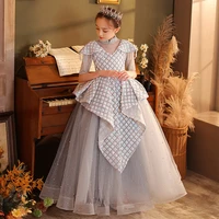 elegant tassel sequin floor length flower girl dresses light luxury perspective v neck long ball gown piano performance dress
