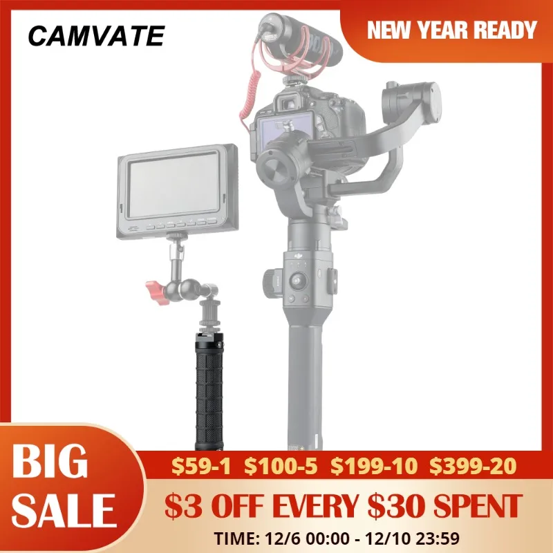 

CAMVATE Rubber L-Type Handle With Shoe Mount For For RoninS/Zhiyun Crane Stablizer/BMPCC 4K(Monitor/Flash Light/Articulating Arm