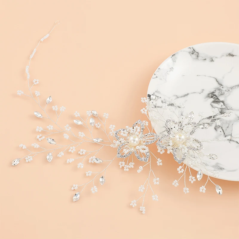 Женская Гибкая повязка на голову с кристаллами и цветами | Украшения аксессуары