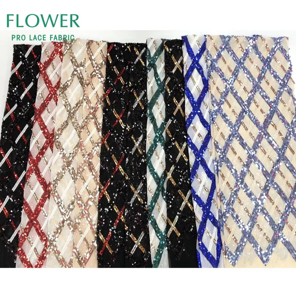 

Latest African Laces 2019 Sequined Fabrics Special Design Sequins Mesh Tulle Net Laces For Guinean Noble Lady Gown Dress Sewing