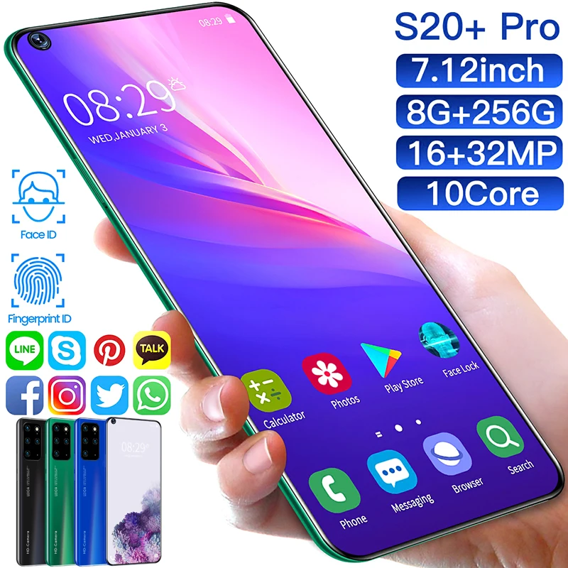 Новая система S20 + PRO 7 2 дюйма HD 2320x1080 8 гб 256 двойная карта в режиме ожидания двойной