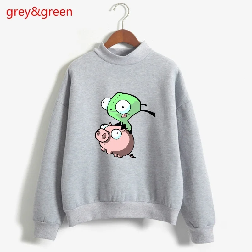 Gray2 Kpop женские толстовки Захватчик Зим напечатанный Kawaii с длинным рукавом Толстовка с карманом повседневные пуловеры футболки с надписью толстовки - Цвет: Gray2