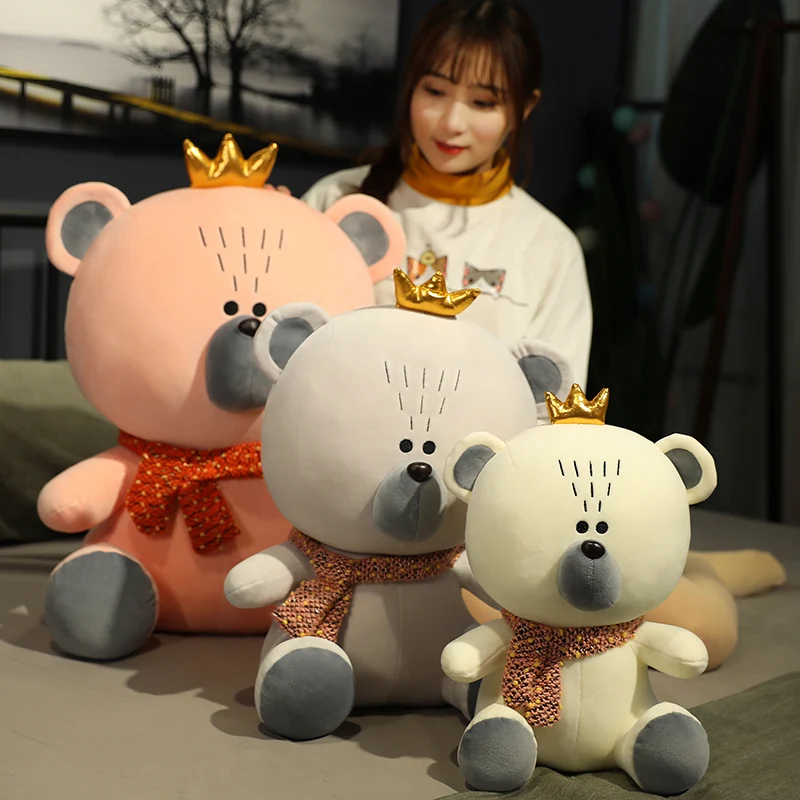 

25/35/45/60cm 3 Colors High Qulity Cute Crown Bear Stuffed Soft Plush Toy for Child Girls Lover Birthday Valentine's Gifts