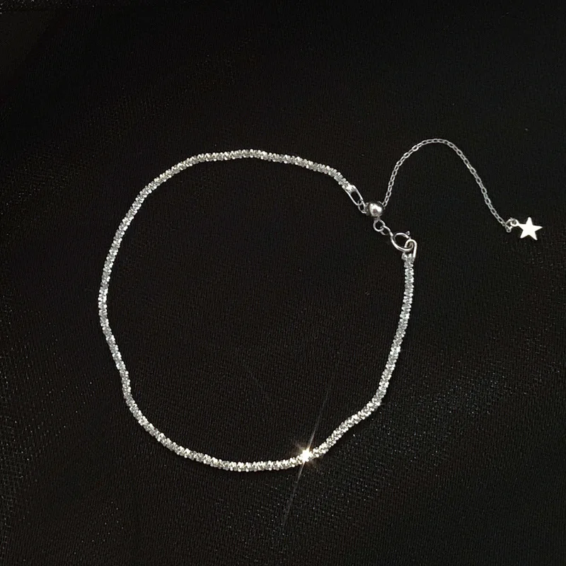 

Foydjew Sparkling Anklet 2023 Summer Temperament Design Sparkle Starry Beach 925 Silver Anklet Fashion Korean Style Jewelry