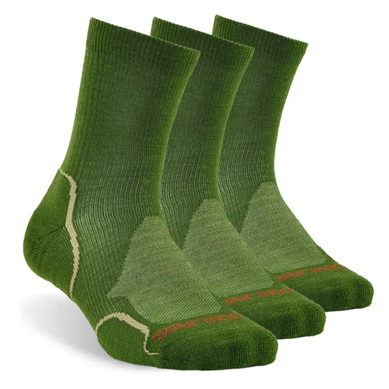 3 pair dark green Носки из мериносовой шерсти, ZEALWOOD Athletic cushit Crew hiking& походные носки, 1/3 пар - Цвет: 3 pair dark green