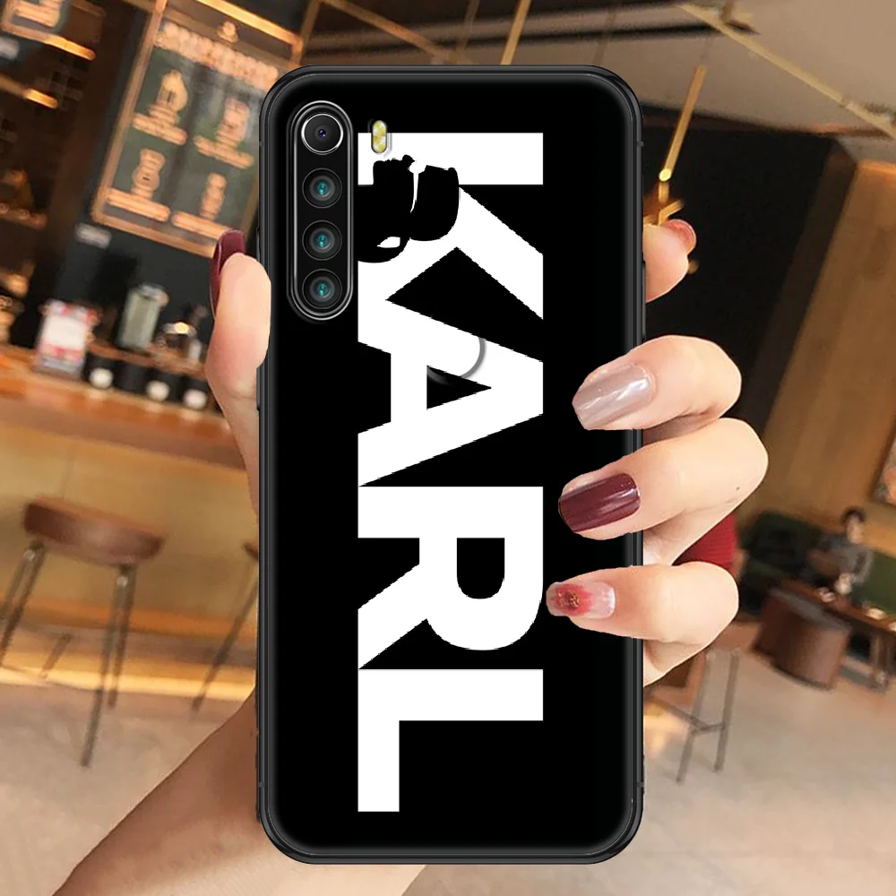 

Designer Lagerfeld Cartoon Karls Phone case For Xiaomi Redmi Note 7 7A 8 8T 9 9A 9S 10 K30 Pro Ultra black fashion cell cover